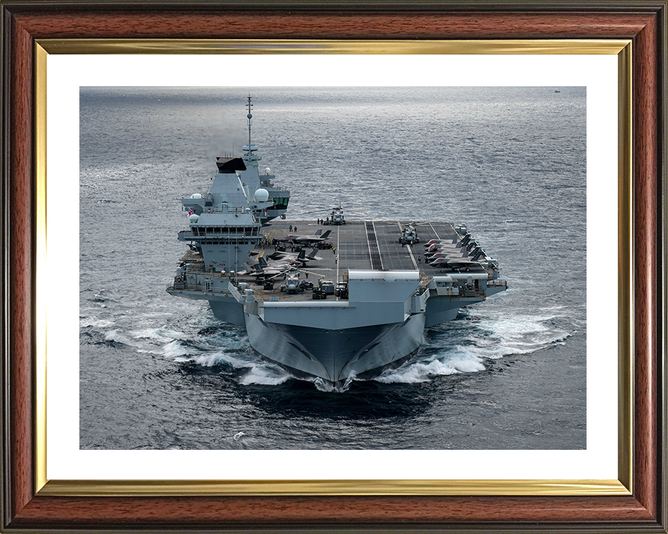HMS Prince of Wales (R09) Photo Print - Bow View July 2025 - Royal Navy Queen Elizabeth Class Aircraft Carrier Hampshire Prints 10 x 8 Classic Frame Yes