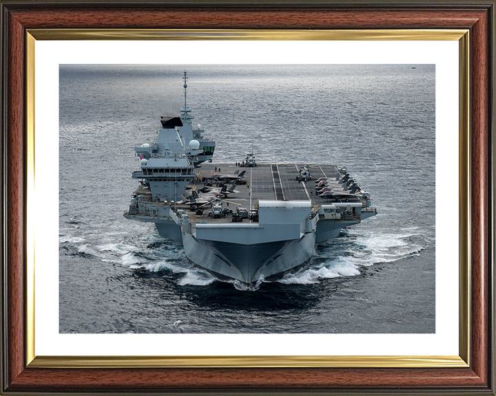 HMS Prince of Wales (R09) Photo Print - Bow View July 2025 - Royal Navy Queen Elizabeth Class Aircraft Carrier Hampshire Prints 10 x 8 Classic Frame Yes