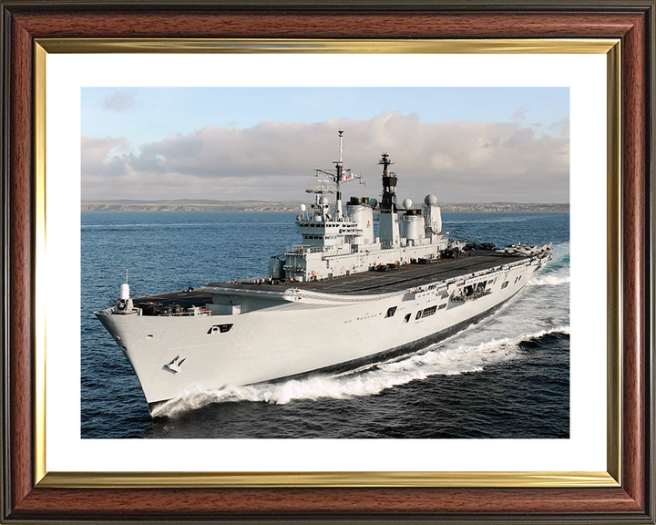 HMS Ark Royal (R07) Royal Navy Invincible Class Aircraft Carrier Underway Port Bow View Photo Print Wall Art Decor Posters, Prints, & Visual Artwork Hampshire Prints 11.7 x 8.3 (A4) Classic Frame Yes