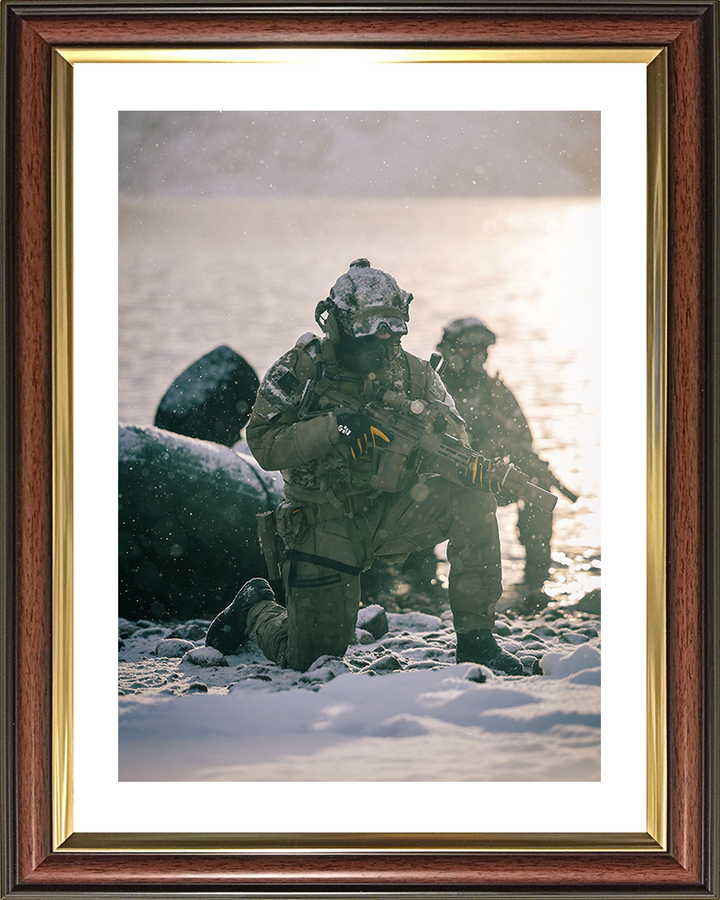 Royal Marines Kneeling During beach assault Photo Print 30 Commando Wall Art Military Decor Posters, Prints, & Visual Artwork Hampshire Prints 10 x 8 Classic Frame Yes