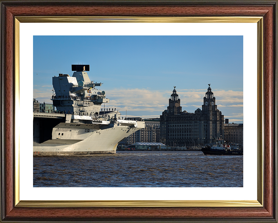 HMS Prince of Wales (R09) Photo Print - Liverpool - Royal Navy Queen Elizabeth Class Aircraft Carrier Hampshire Prints 10 x 8 Classic Frame Yes