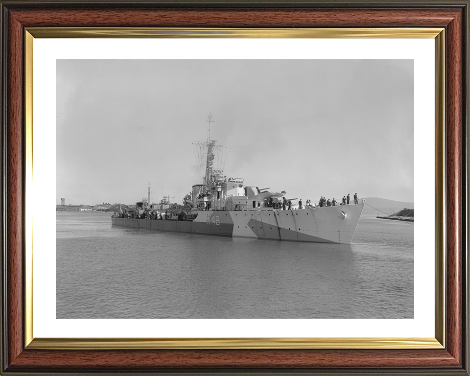 HMS Wrangler (R48) Photo Print - At Anchor 1944 - Royal Navy W Class Destroyer Hampshire Prints 10 x 8 Classic Frame Yes