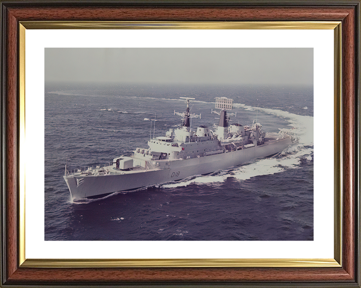 HMS Antrim (D18) Royal Navy County Class Destroyer Hard Turn Photo Print Wall Art Decor Posters, Prints, & Visual Artwork Hampshire Prints 10 x 8 Classic Frame Yes