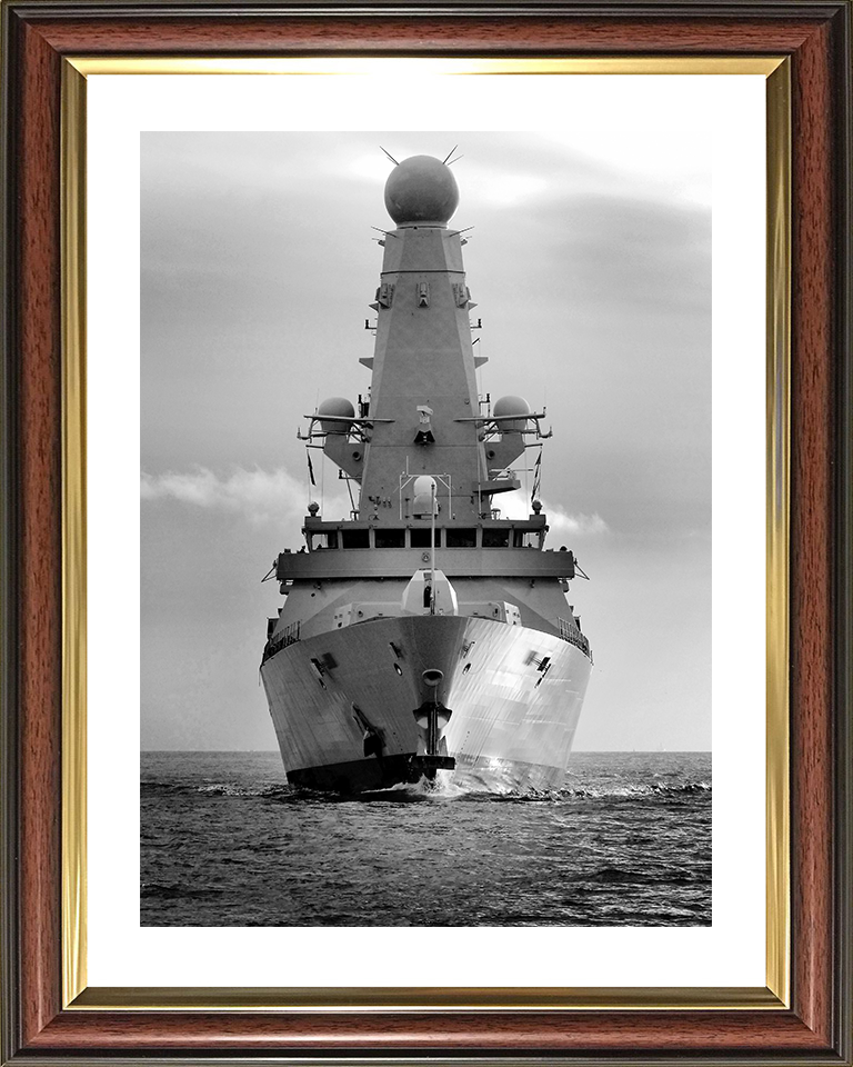 HMS Dauntless (D33) Royal Navy Type 45 Destroyer Bow View Black and White Photo Print Wall Art Decor Posters, Prints, & Visual Artwork Hampshire Prints 10 x 8 Classic Frame Yes