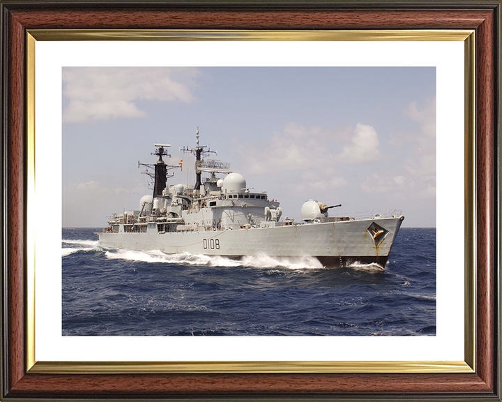 HMS Cardiff (D108) Royal Navy Type 42 Destroyer Underway Starboard View Photo Print Wall Art Decor Posters, Prints, & Visual Artwork Hampshire Prints 10 x 8 Classic Frame Yes