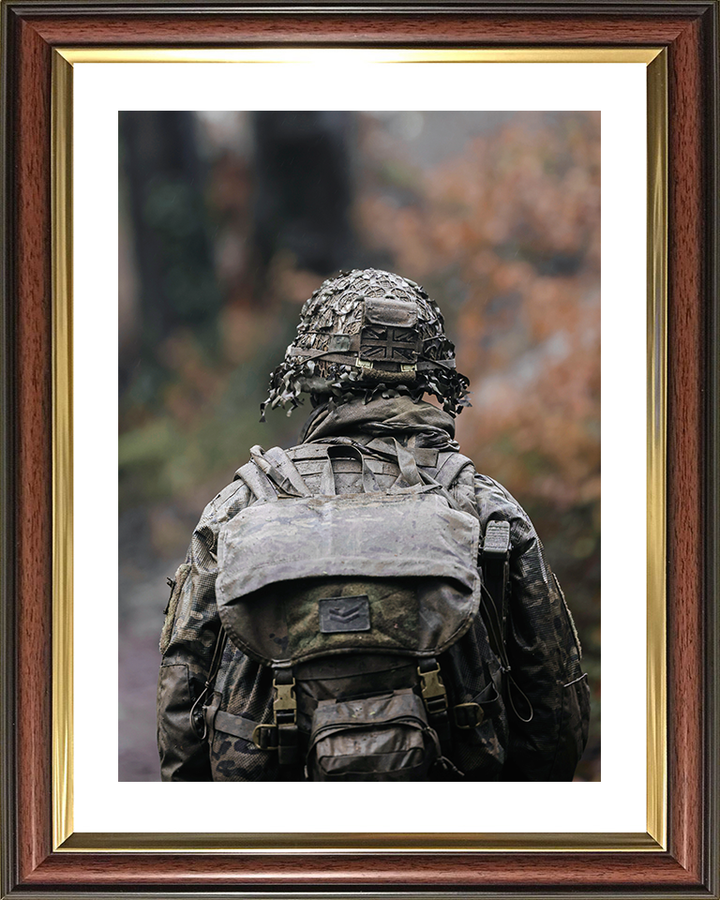 British Army Soldier Officer Cadet Rear Portrait on Exercise Photo Print Wall Art Military Decor Posters, Prints, & Visual Artwork Hampshire Prints 10 x 8 Classic Frame Yes