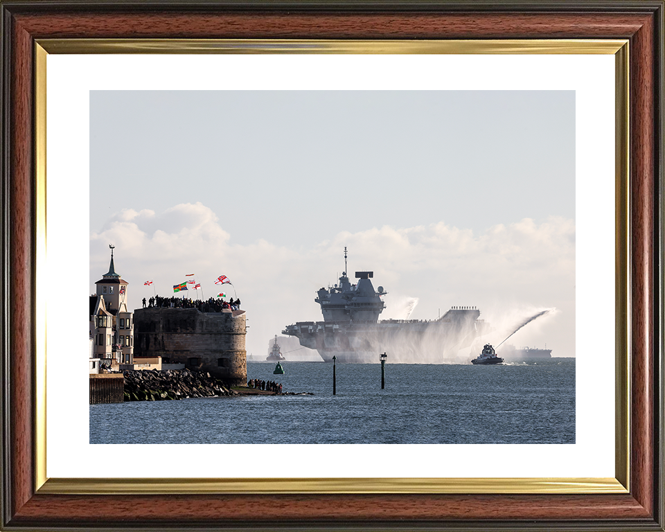 HMS Prince of Wales (R09) Photo Print - Round Tower 2025 - Royal Navy Queen Elizabeth Class Aircraft Carrier Posters, Prints, & Visual Artwork Hampshire Prints 10 x 8 Classic Frame Yes