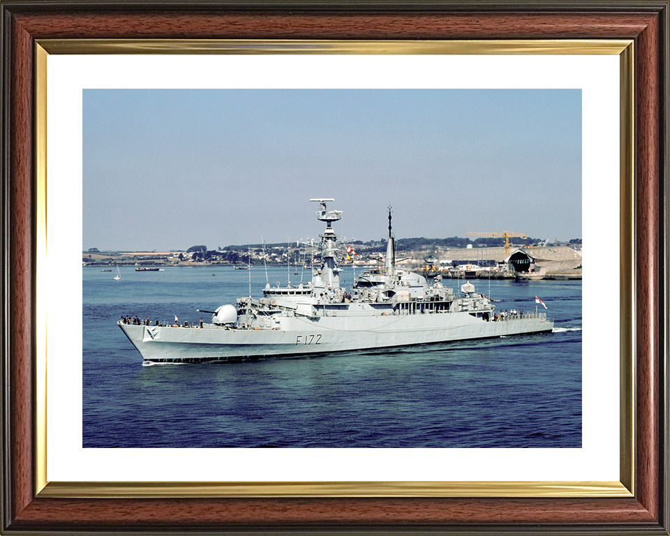 HMS Ambuscade (F172) Royal Navy Type 21 Frigate Leaving Harbour Photo Print Wall Art Decor Posters, Prints, & Visual Artwork Hampshire Prints 10 x 8 Classic Frame Yes