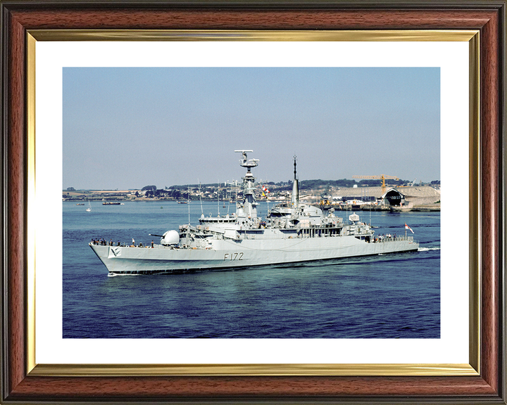 HMS Ambuscade (F172) Royal Navy Type 21 Frigate Leaving Harbour Photo Print Wall Art Decor Posters, Prints, & Visual Artwork Hampshire Prints 10 x 8 Classic Frame Yes