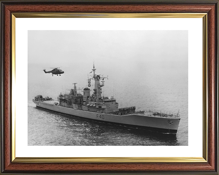HMS Sirius (F40) Photo Print - With Helicopter - Royal Navy Leander Class Frigate Posters, Prints, & Visual Artwork Hampshire Prints 10 x 8 Classic Frame Yes