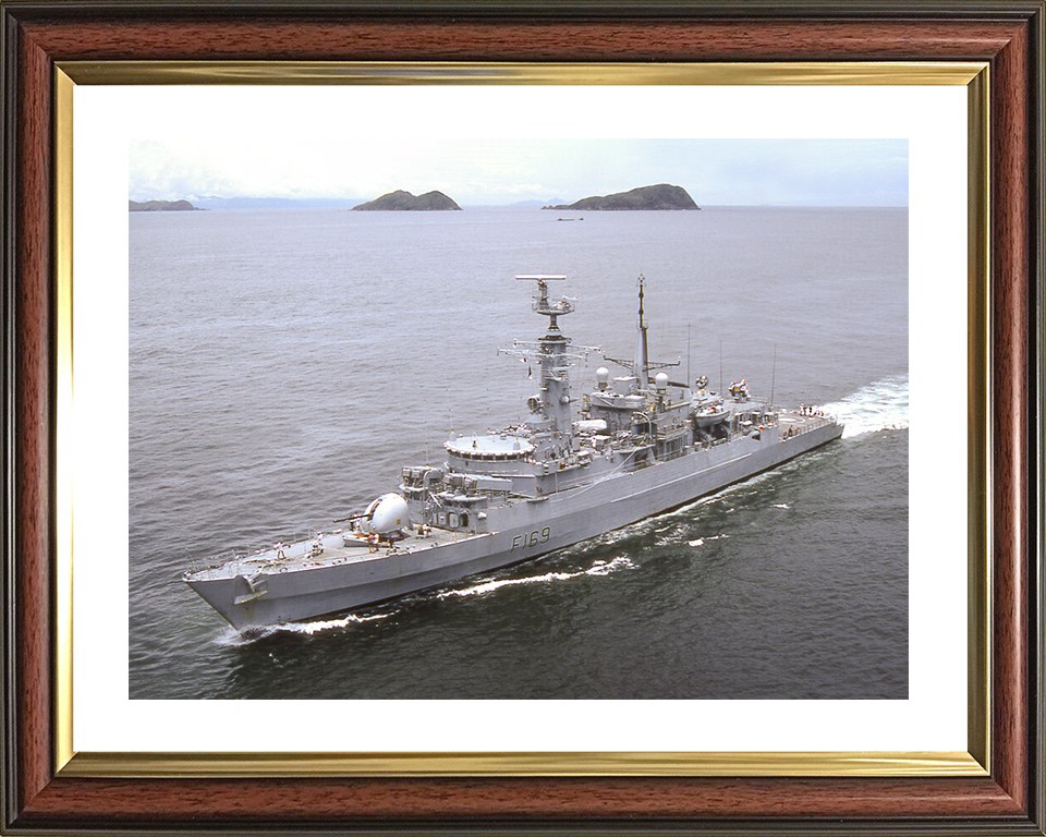 HMS Amazon (F169) Royal Navy Type 21 Frigate High Starboard Bow View Photo Print Wall Art Decor Posters, Prints, & Visual Artwork Hampshire Prints 10 x 8 Classic Frame Yes