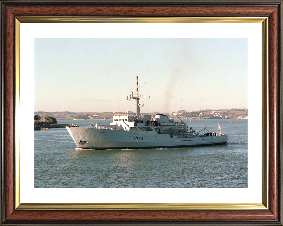 HMS Beagle (H319) Photo Print - Leaving Devonport - Royal Navy Bulldog Class Survey Vessel
