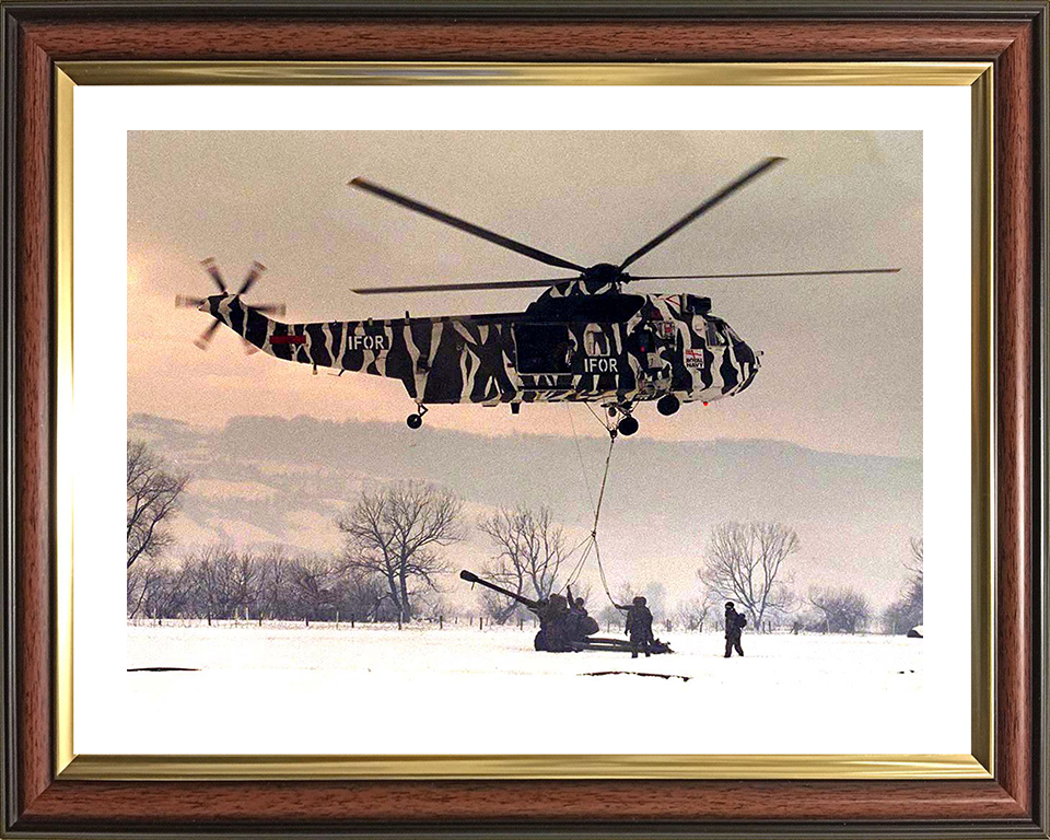 Sea King Helicopter With Tiger Livery Photo Print - Royal Navy Aircraft Posters, Prints, & Visual Artwork Hampshire Prints 10 x 8 Classic Frame Yes
