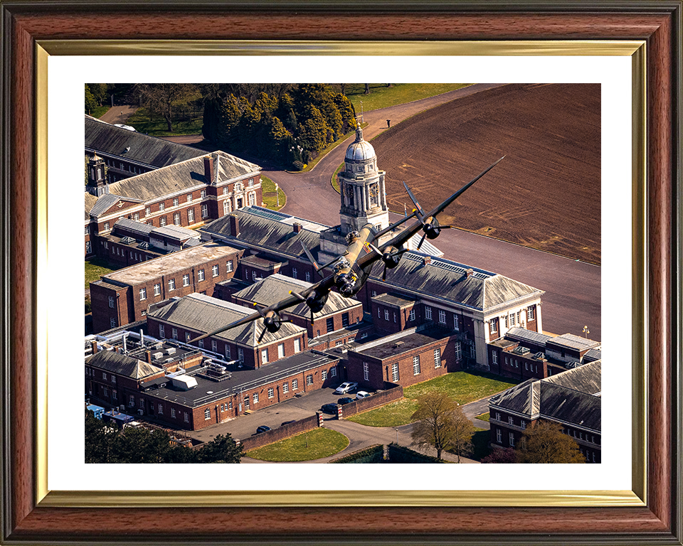 RAF Avro Lancaster over RAF College Cranwell Photo Print - Royal Air Force Aircraft Hampshire Prints 10 x 8 Classic Frame Yes