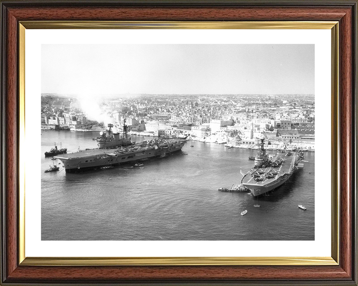 HMS Centaur (R06) and HMS Eagle (R05) Photo Print - Malta - Royal Navy Aircraft Carriers Hampshire Prints 10 x 8 Classic Frame Yes
