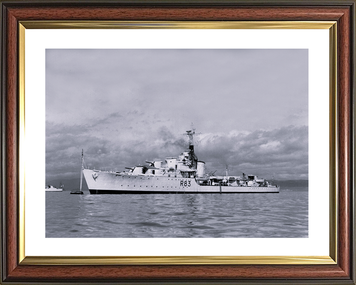 HMS Ulster (R83) - At a Buoy 1946 - Royal Navy U Type Destroyer Photo Print Wall Art Naval Decor UK Posters, Prints, & Visual Artwork Hampshire Prints 10 x 8 Classic Frame Yes