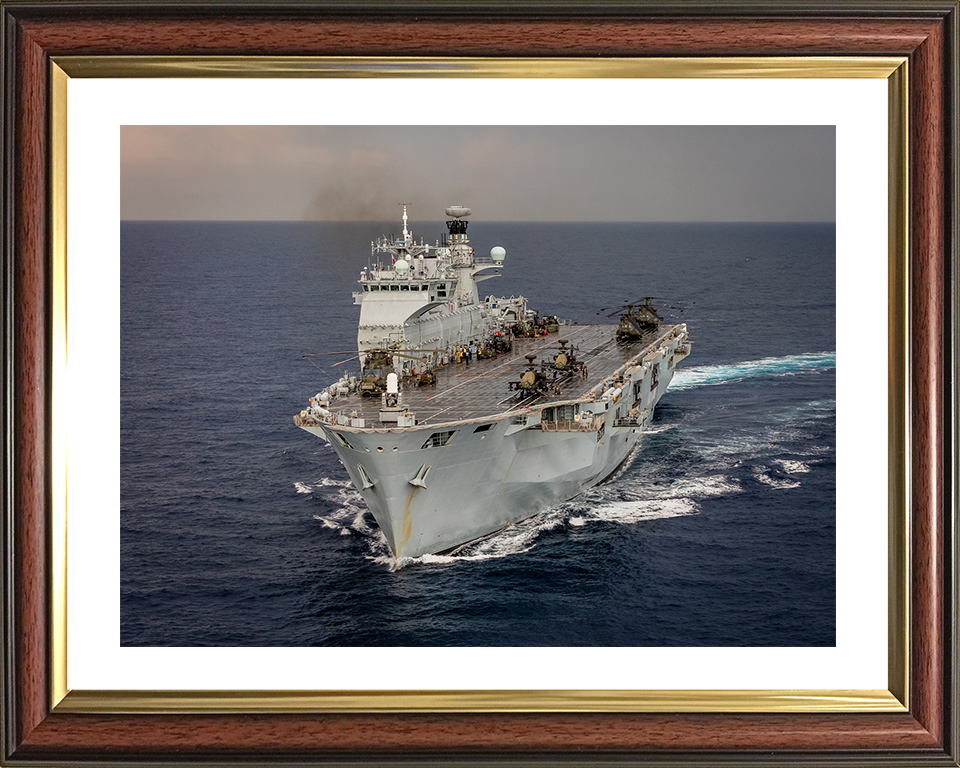 HMS Ocean (L12) Photo Print - Mediterranean 2016 - Royal Navy Landing Platform Helicopter Hampshire Prints 10 x 8 Classic Frame Yes