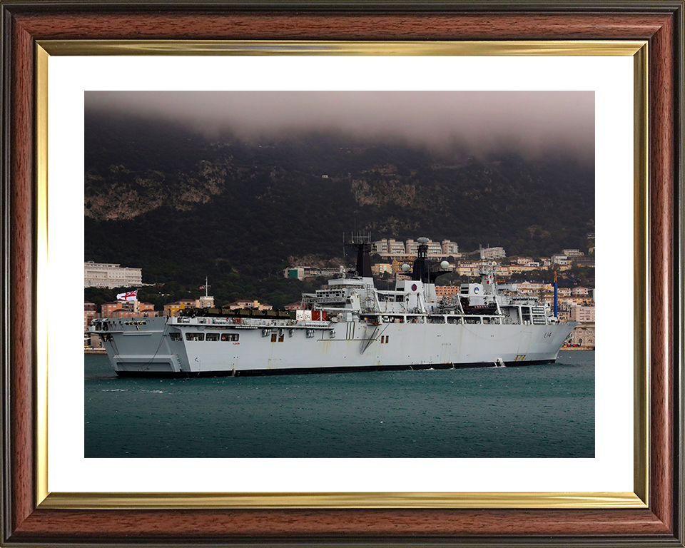 HMS Albion (L14) Royal Navy Albion Class Amphibious Ship Entering Harbour Photo Print Wall Art Naval Decor Posters, Prints, & Visual Artwork Hampshire Prints 10 x 8 Classic Frame Yes