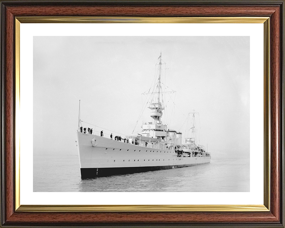 HMS Despatch (D30) Photo Print - Port Bow View - Royal Navy Danae Class Cruiser Hampshire Prints 10 x 8 Classic Frame Yes