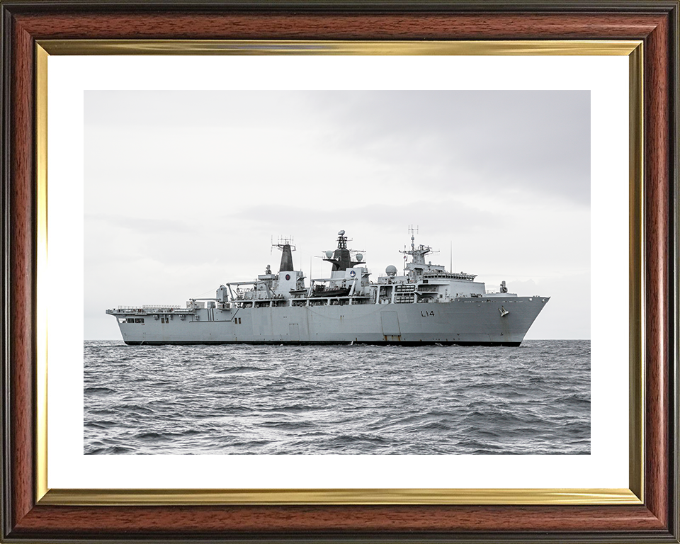 HMS Albion (L14) Royal Navy Albion Class Amphibious Ship Starboard Beam View Photo Print Wall Art Naval Decor Posters, Prints, & Visual Artwork Hampshire Prints 10 x 8 Classic Frame Yes