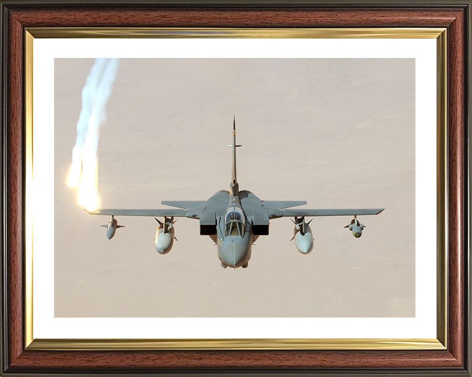 RAF Tornado GR4 firing chaff Photo Print - Royal Air Force Aircraft Hampshire Prints 10 x 8 Classic Frame Yes