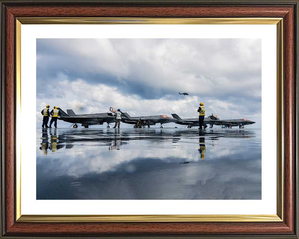 F-35 Lightening Jet Flight Deck reflections 2025 Photo Print - Royal Navy Aircraft Hampshire Prints 10 x 8 Classic Frame Yes