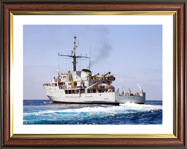 HMS Beagle (H319) Royal Navy Bulldog Class Survey Vessel At Sea 1999 Photo Print Wall Art Decor Posters, Prints, & Visual Artwork Hampshire Prints 10 x 8 Classic Frame Yes