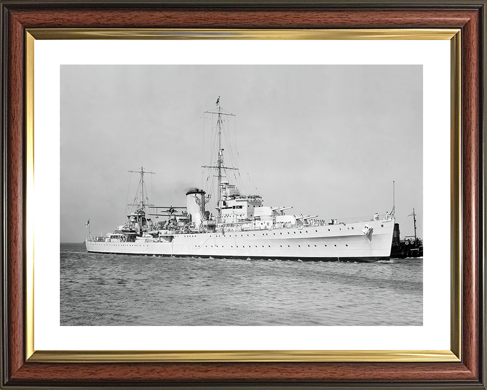 HMS Achilles (C70) Royal Navy Leander Class Light Cruiser Photo Print Starboard View Warship Wall Art Posters, Prints, & Visual Artwork Hampshire Prints 10 x 8 Classic Frame Yes