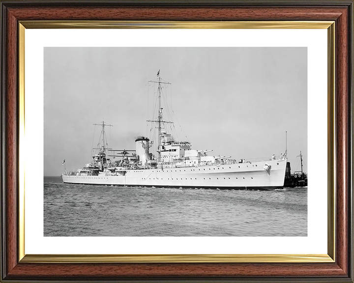 HMS Achilles (C70) Royal Navy Leander Class Light Cruiser Photo Print Starboard View Warship Wall Art Posters, Prints, & Visual Artwork Hampshire Prints 10 x 8 Classic Frame Yes