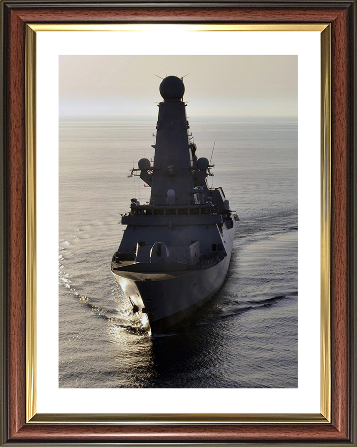 HMS Diamond (D34) Royal Navy Type 45 Destroyer Bow View at Sunset Photo Print Wall Art Decor Posters, Prints, & Visual Artwork Hampshire Prints 10 x 8 Classic Frame Yes