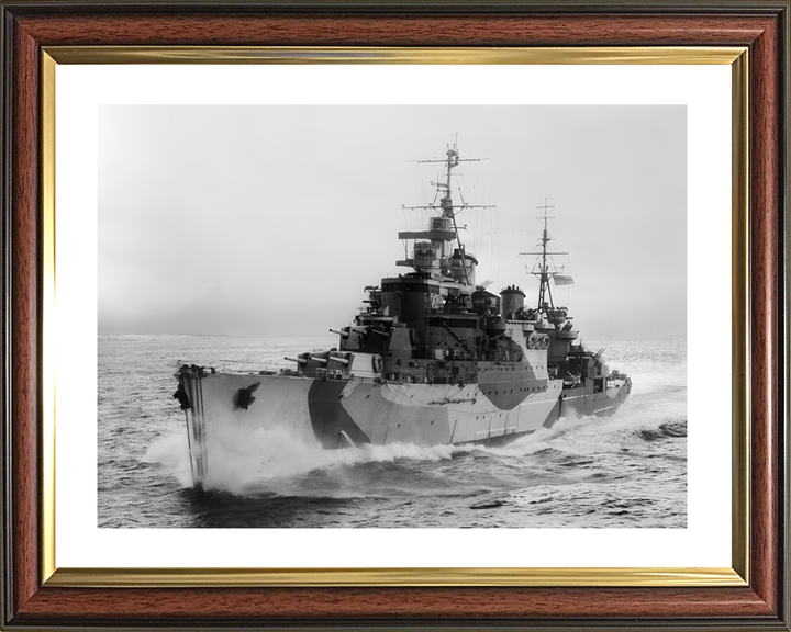 HMS Birmingham (C19) Royal Navy Town Class Light Cruiser Port Bow View Photo Print Wall Art Decor Posters, Prints, & Visual Artwork Hampshire Prints 10 x 8 Classic Frame Yes