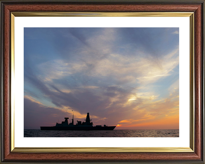 HMS Dragon (D35) Photo Print - Sunset Silhouette 2013 - Royal Navy Type 45 Destroyer Hampshire Prints 10 x 8 Classic Frame Yes