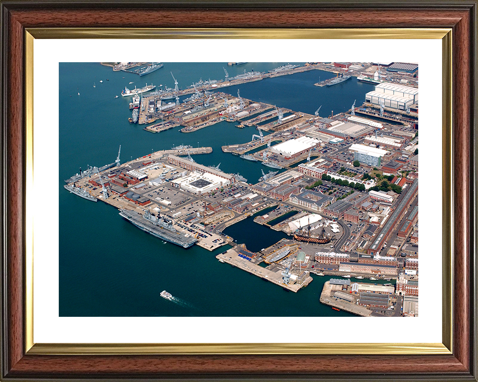 HMNB Portsmouth Photo Print - From the air 2005 - Dockyard Hampshire Prints 10 x 8 Classic Frame Yes