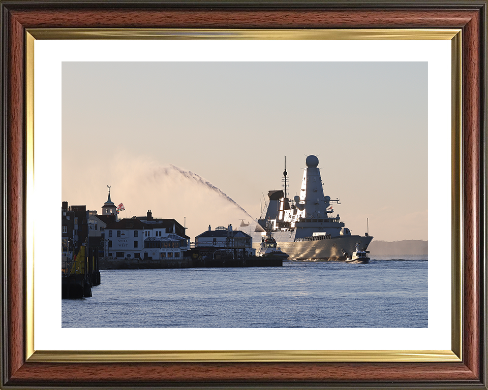 HMS Dauntless (D33) Photo Print - Homecoming 2025 - Royal Navy Type 45 Destroyer Posters, Prints, & Visual Artwork Hampshire Prints 11.7 x 8.3 (A4) Classic Frame Yes