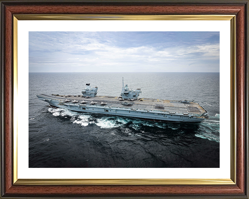 HMS Prince of Wales (R09) Photo Print - At Sea 2025 - Royal Navy Queen Elizabeth Class Aircraft Carrier Hampshire Prints 10 x 8 Classic Frame Yes