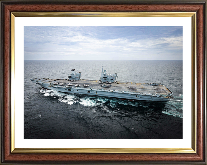 HMS Prince of Wales (R09) Photo Print - At Sea 2025 - Royal Navy Queen Elizabeth Class Aircraft Carrier Hampshire Prints 10 x 8 Classic Frame Yes