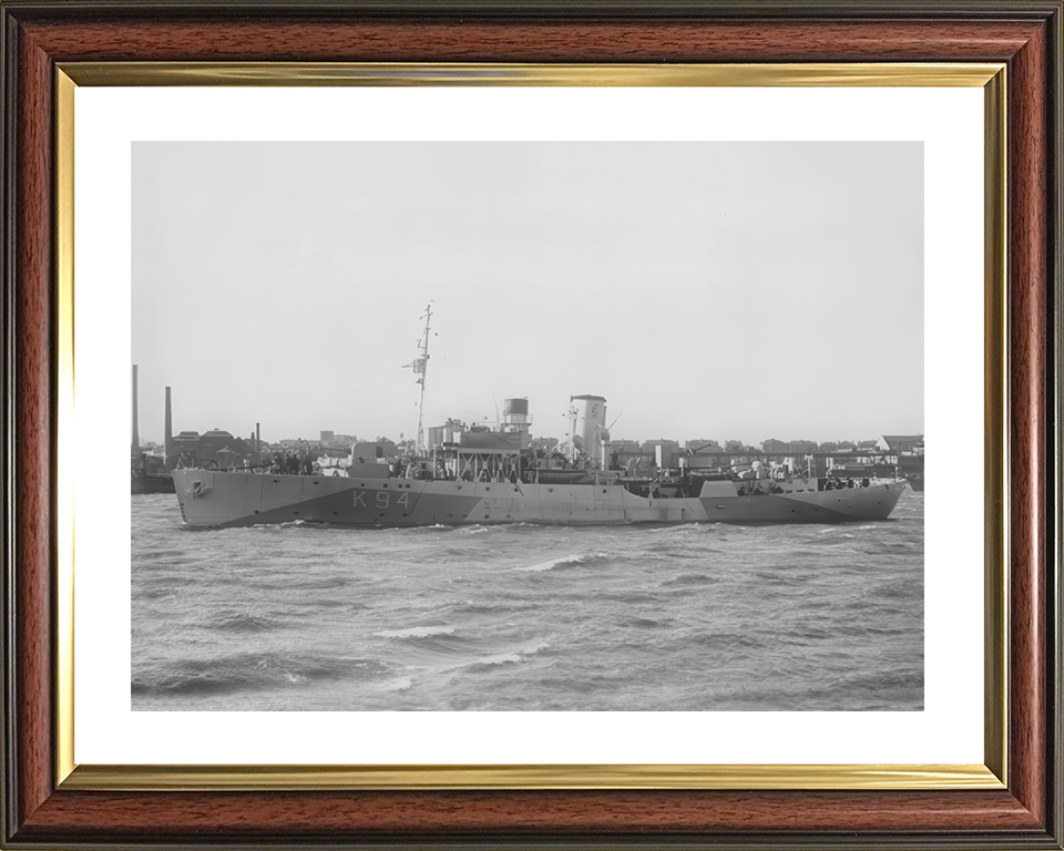 HMS Columbine (K94) Royal Navy Flower Class Corvette Port Side View Photo Print Wall Art Decor Posters, Prints, & Visual Artwork Hampshire Prints 10 x 8 Classic Frame Yes