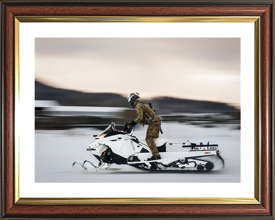 Royal Marine Commando Rides a Snowmobile Norway 2026 Photo Print 45 Commando Wall Art Military Decor Posters, Prints, & Visual Artwork Hampshire Prints 10 x 8 Classic Frame Yes