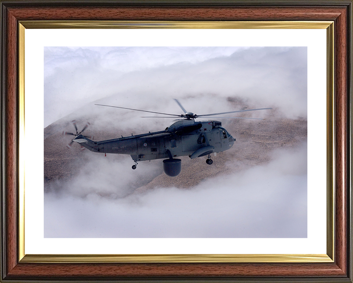 Sea King MK7 Helicopter Flying Over Oman 2005 Photo Print - Royal Navy Aircraft Posters, Prints, & Visual Artwork Hampshire Prints 10 x 8 Classic Frame Yes