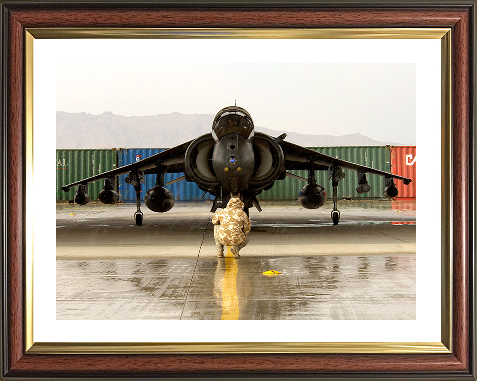 Harrier Jet in a Hanger in Afghanistan 2006 Photo Print - Royal Navy Aircraft Posters, Prints, & Visual Artwork Hampshire Prints 10 x 8 Classic Frame Yes