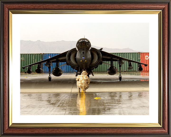 Harrier Jet in a Hanger in Afghanistan 2006 Photo Print - Royal Navy Aircraft Posters, Prints, & Visual Artwork Hampshire Prints 10 x 8 Classic Frame Yes