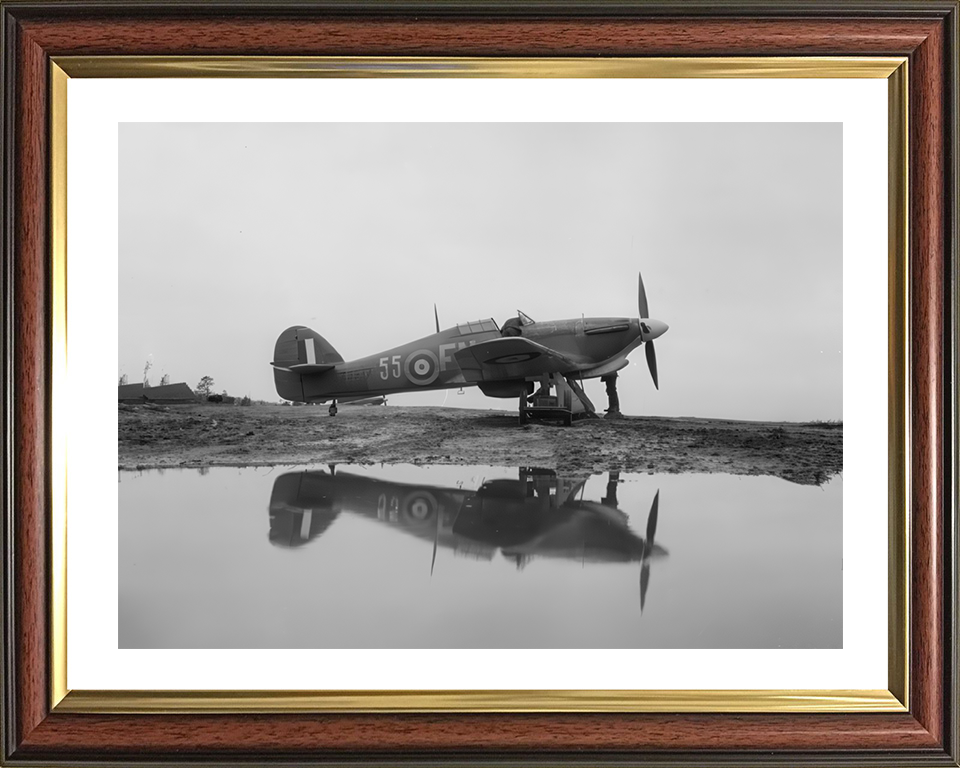 RAF Hurricane Mark IIB Reflections Photo Print - Royal Air Force Aircraft Hampshire Prints 10 x 8 Classic Frame Yes