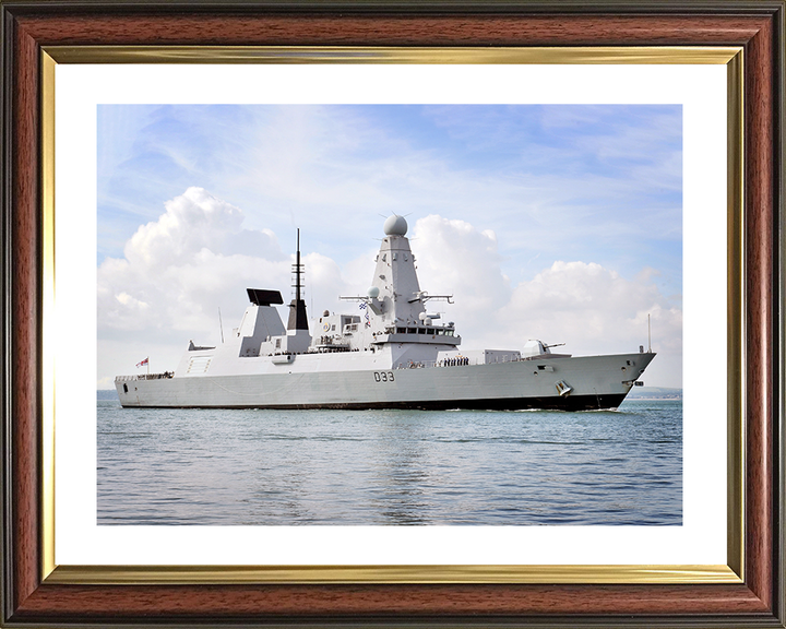 HMS Dauntless (D33) Royal Navy Type 45 Destroyer Low Starboard Side View Photo Print Wall Art Decor Posters, Prints, & Visual Artwork Hampshire Prints 10 x 8 Classic Frame Yes
