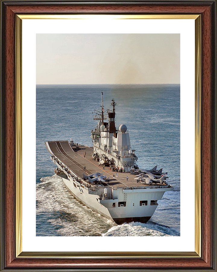 HMS Ark Royal (R07) Photo Print - Stern View 2010 - Royal Navy Invincible Class Aircraft Carrier Hampshire Prints 10 x 8 Classic Frame Yes