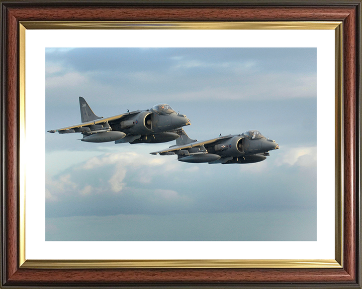 Two Harrier Flyover in formation Photo Print - Royal Navy Aircraft Posters, Prints, & Visual Artwork Hampshire Prints 10 x 8 Classic Frame Yes