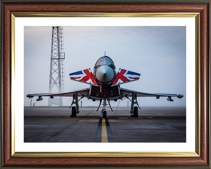 RAF Typhoon with Union Jacks on a runway Photo Print - Royal Air Force Aircraft Hampshire Prints 10 x 8 Classic Frame Yes