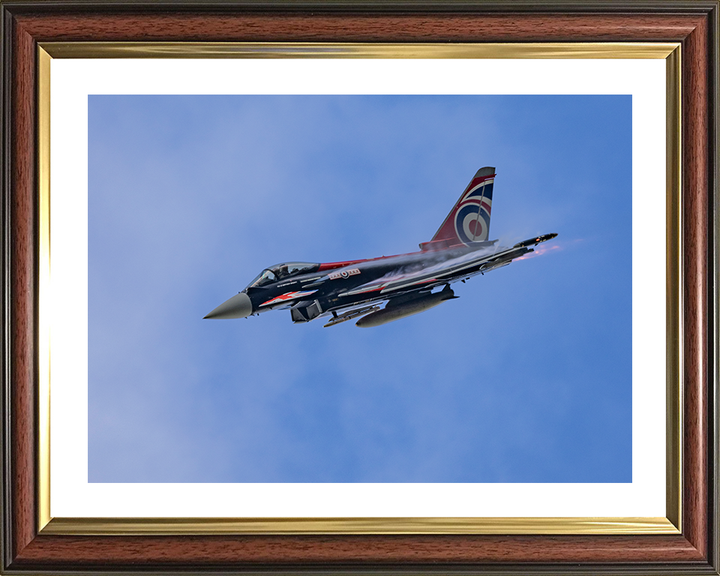 RAF Typhoon Union Jack paintwork in flight Photo Print - Royal Air Force Aircraft Hampshire Prints 10 x 8 Classic Frame Yes