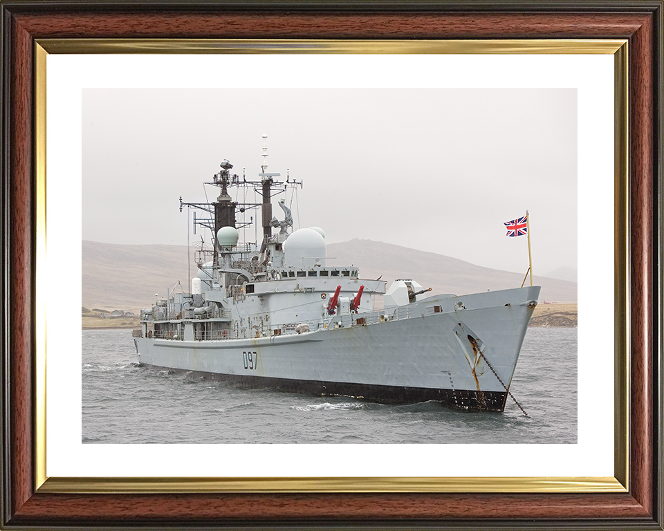 HMS Edinburgh (D97) Royal Navy Type 42 Destroyer Sitting at Anchor Photo Print Wall Art Decor Posters, Prints, & Visual Artwork Hampshire Prints 10 x 8 Classic Frame Yes