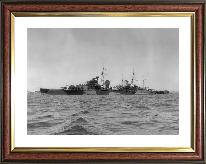 HMS Phoebe (43) Photo Print - At Sea 1950 - Royal Navy Dido Class Cruiser Posters, Prints, & Visual Artwork Hampshire Prints 10 x 8 Classic Frame Yes