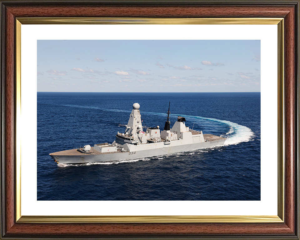 HMS Diamond (D34) Royal Navy Type 45 Destroyer Hard Turn Photo Print Wall Art Decor Posters, Prints, & Visual Artwork Hampshire Prints 10 x 8 Classic Frame Yes